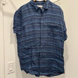 Men's Blue Printed Button Up Shirt